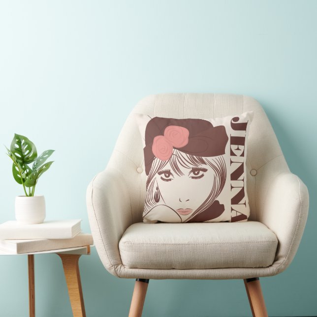 Add Your Name | Fashion Girl Throw Pillow (Chair)
