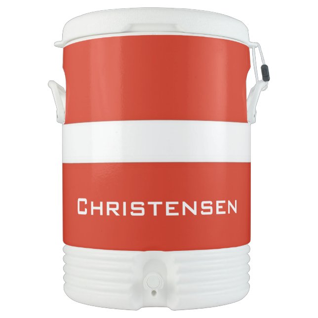Add Your Name! Flag of Denmark, Dannebrog! Beverage Cooler (Front)