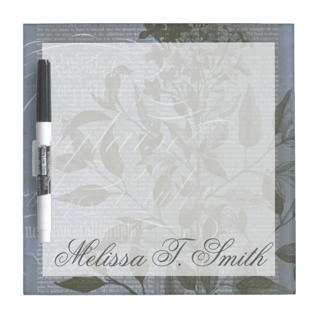 Add Your Name | Fleur de Bleu I Dry Erase Board (Front)