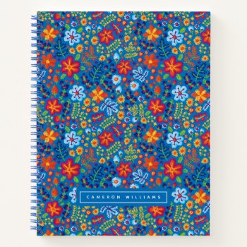 Add Your Name | Floral Embroidery Pattern Notebook by trendzilla at Zazzle