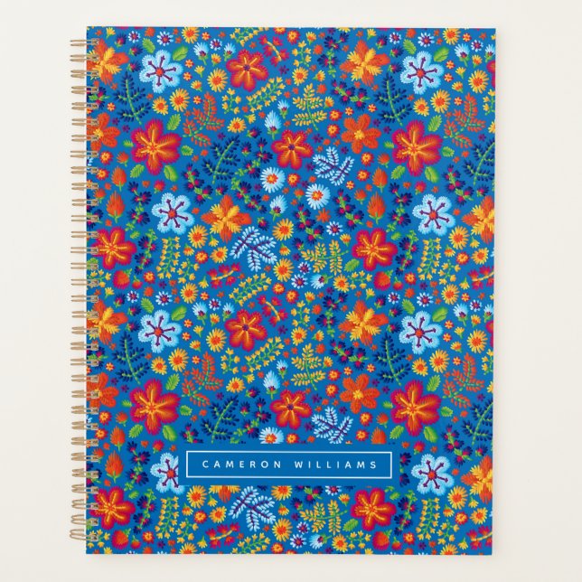 Add Your Name | Floral Embroidery Pattern Planner (Front)