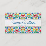 Add Your Name | Floral Heart Folk Art Pattern Business Card