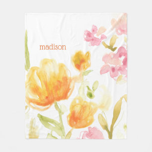 Add Your Name Floral Song I Fleece Blanket