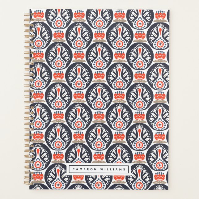 Add Your Name | Floral Turkey Folk Art Pattern Planner (Front)