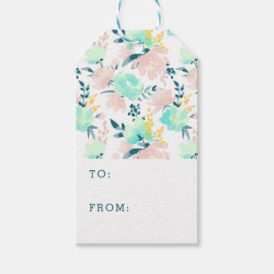 Add Your Name   Floral Watercolor Pattern Gift Tags