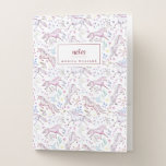 Add Your Name | Floral Watercolor Unicorn Pattern Pocket Folder
