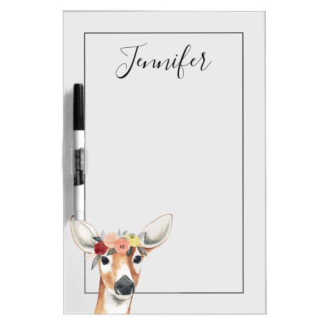 Add Your Name | Flower Crown Forester Deer Dry Erase Board (Front)