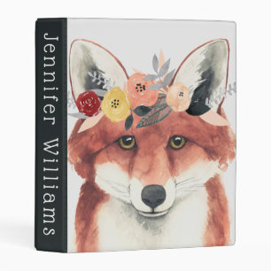 Add Your Name   Flower Crown Forester Fox Mini Binder