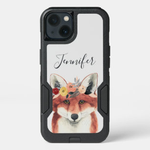 Add Your Name   Flower Crown Forester Fox iPhone 13 Case