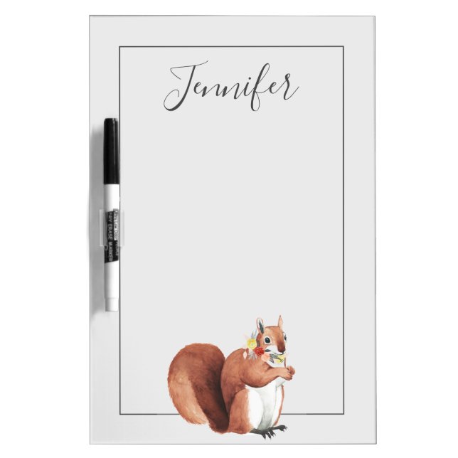 Add Your Name | Flower Crown Forester Squirrel Dry Erase Board (Front)