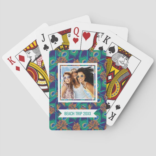 Add Your Name | Flowers And Feathers Poker Cards (Back)