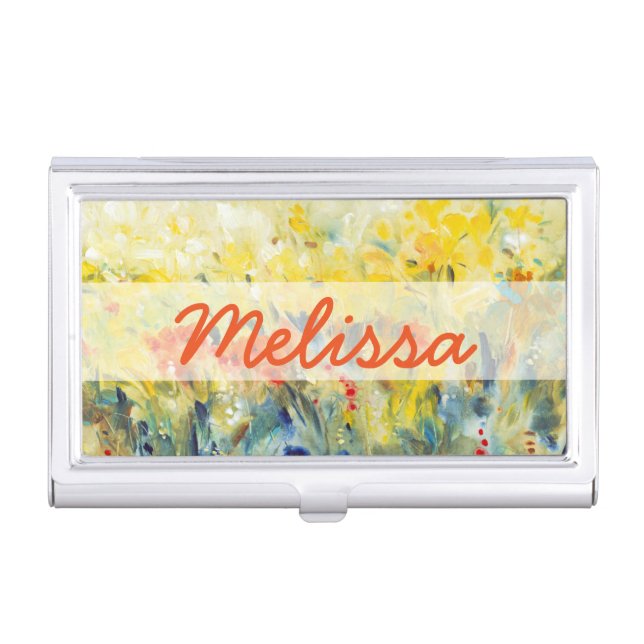 Add Your Name | Flowers Sway II Business Card Holder (Front)