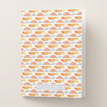 Add Your Name | Folk Art Swimming Fish Pattern Pocket Folder