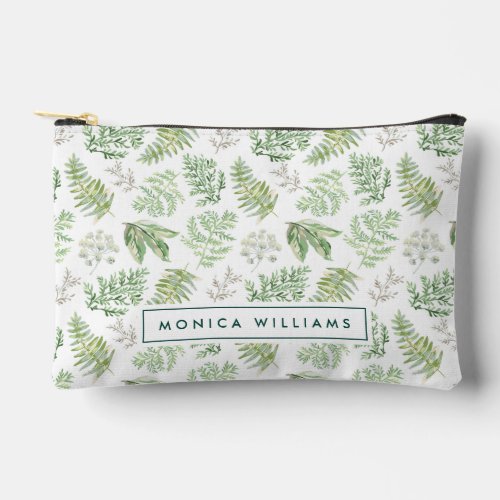 Add Your Name  Forest Greenery Pattern Accessory Pouch