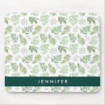 Add Your Name | Forest Greenery Pattern Mouse Pad