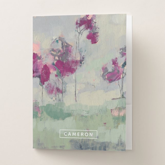 Add Your Name | Fuchsia Treeline Pocket Folder (Front)