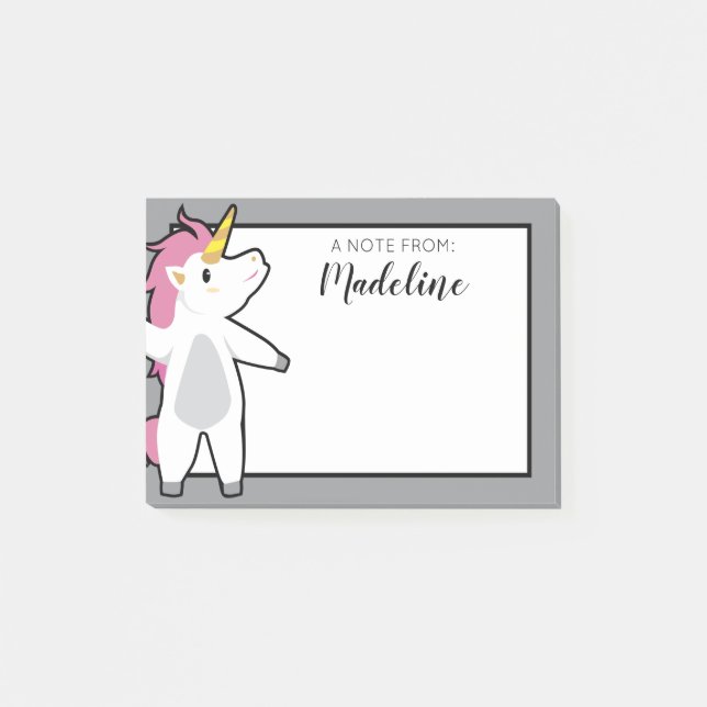 Add Your Name | Fun Aerobic Unicorn Post-it Notes (Front)