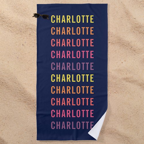 Add Your Name Fun Color Gradient Beach Towel