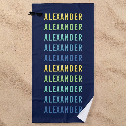 Add Your Name Fun Color Gradient Beach Towel