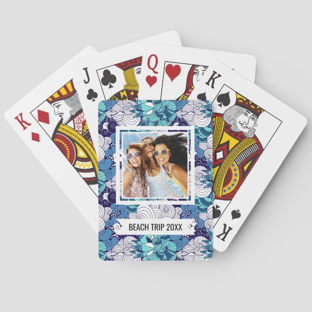 Add Your Name | Funky Seashell Pattern Poker Cards (Back)