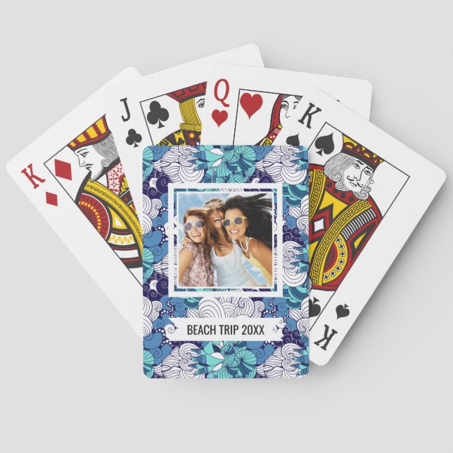 Add Your Name | Funky Seashell Pattern Poker Cards (Back)