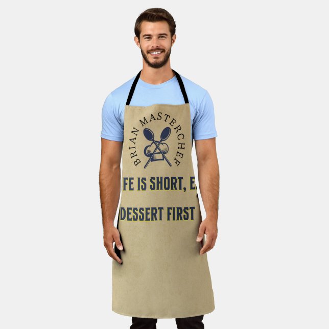 Add your name Funny saying Rustic masterchef Dad Apron (Worn)