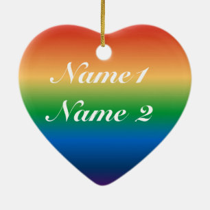 ADD YOUR NAME GAY MARRIAGE First Christmas Ceramic Ornament