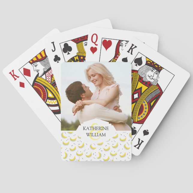Add Your Name | Geometric Bananas Poker Cards (Back)