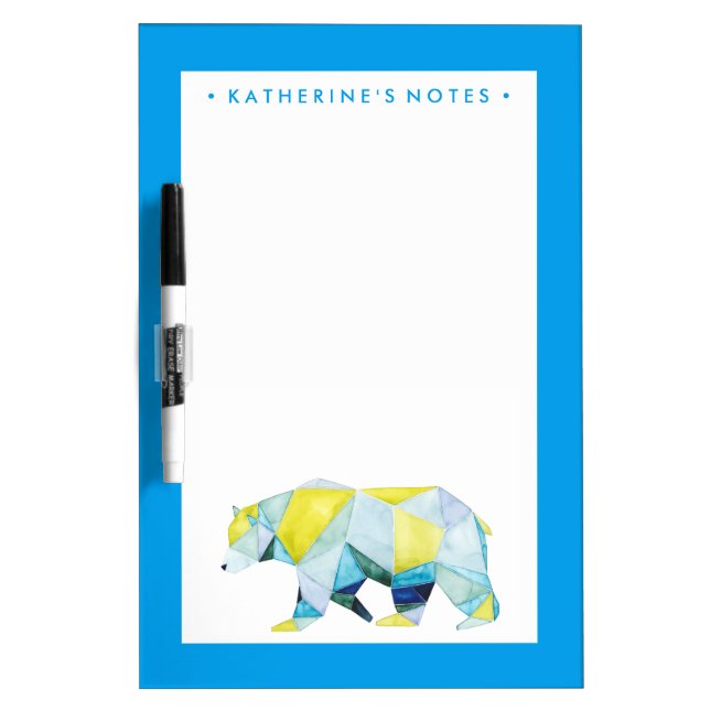 Add Your Name | Geometric Bear Animal Dry-Erase Board (Front)