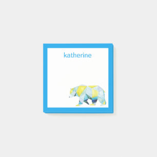 Add Your Name Geometric Bear Animal Post-it Notes