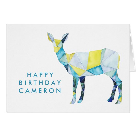 Add Your Name | Geometric Deer Animal Cards (Front Horizontal)