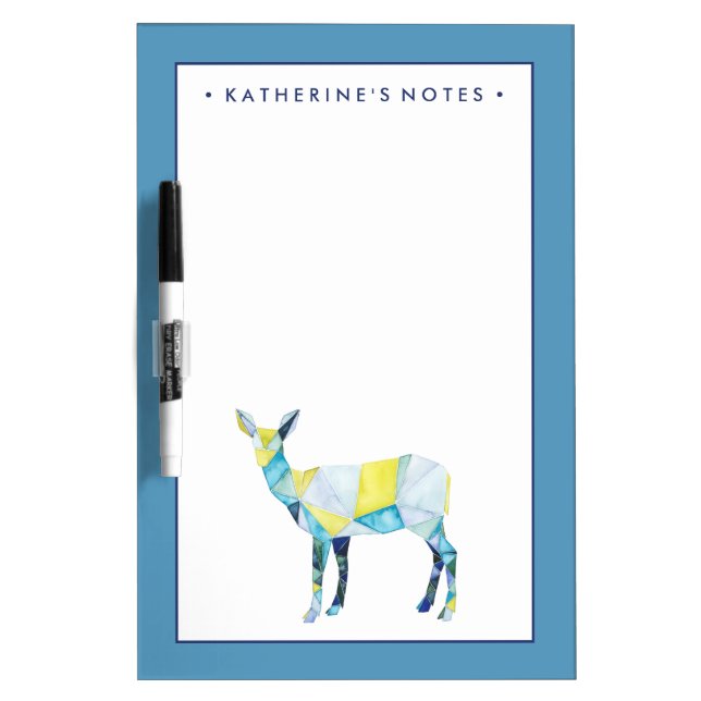 Add Your Name | Geometric Deer Animal Dry Erase Board (Front)