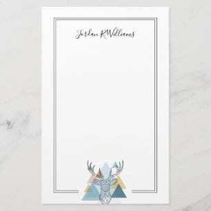 Add Your Name   Geometric Deer Portrait Stationery