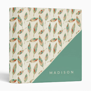 Add Your Name Geometric Feather Pattern 3 Ring Binder