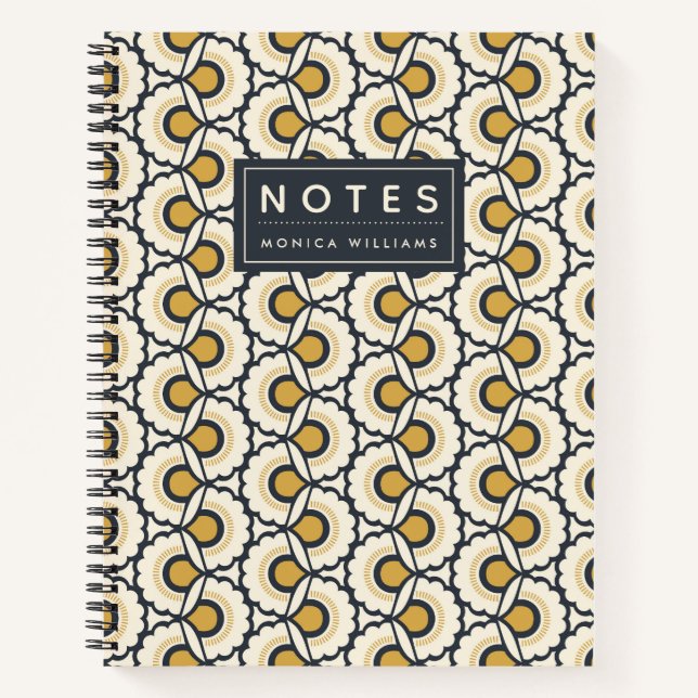 Add Your Name | Geometric Floral Pattern Notebook (Front)