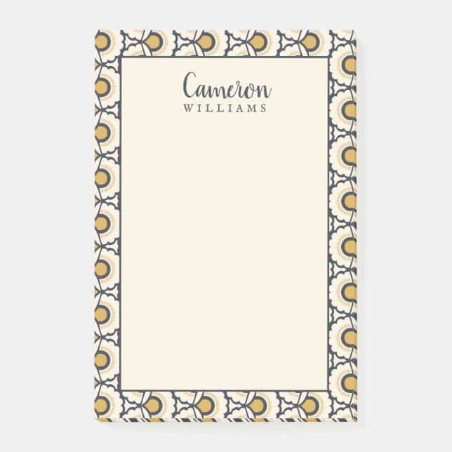 Add Your Name | Geometric Floral Pattern Post-it Notes (Front)