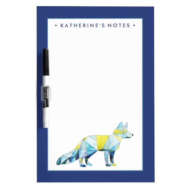 Add Your Name | Geometric Fox Animal Dry Erase Board (Front)
