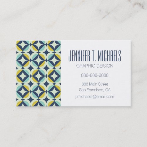 Add Your Name  Geometric Gold  Blue Pattern Business Card