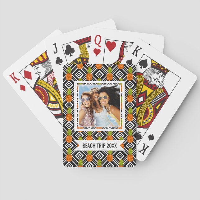Add Your Name | Geometric Pineapples Poker Cards (Back)