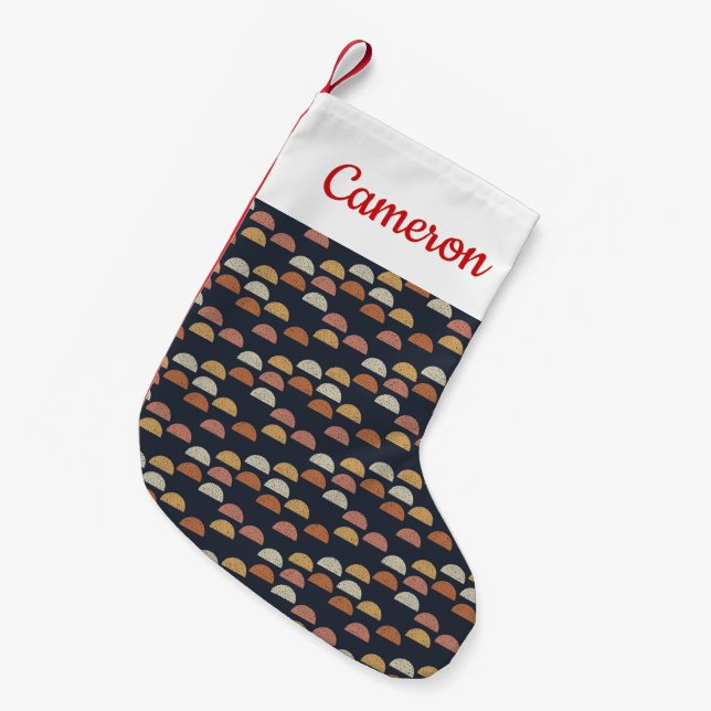 Add Your Name | Geometric Semi Circle Pattern Small Christmas Stocking (Front (Hanging))