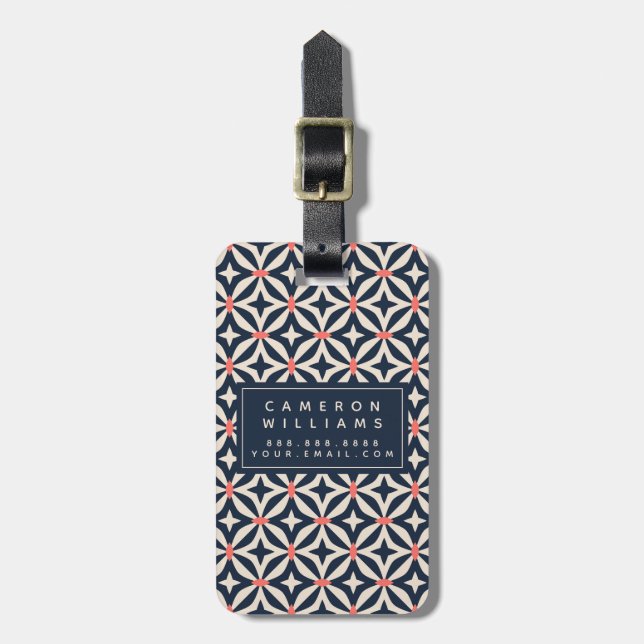 Add Your Name | Geometric Star Pattern Luggage Tag (Front Vertical)