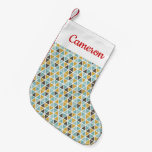Add Your Name | Geometric Triangle Pattern Small Christmas Stocking