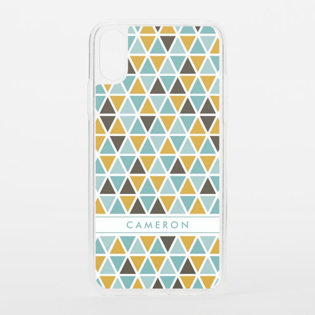 Add Your Name | Geometric Triangle Pattern Uncommon iPhone Case (Back)