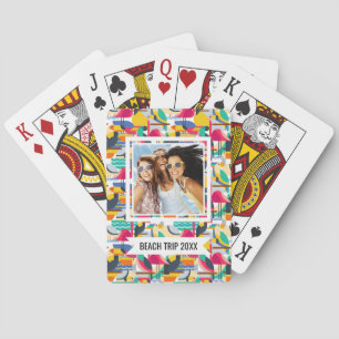 Add Your Name Geometric Tropical Birds Poker Cards
