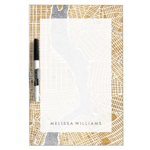 Add Your Name  Gilded City Map Of New York Dry Erase Board