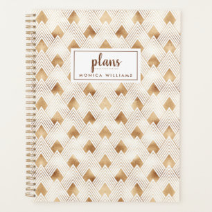Add Your Name Gold Art Deco Pattern Planner