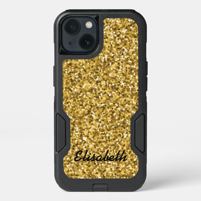 Add your name GOLD GLITTER  printed personalized Otterbox iPhone Case (Back)