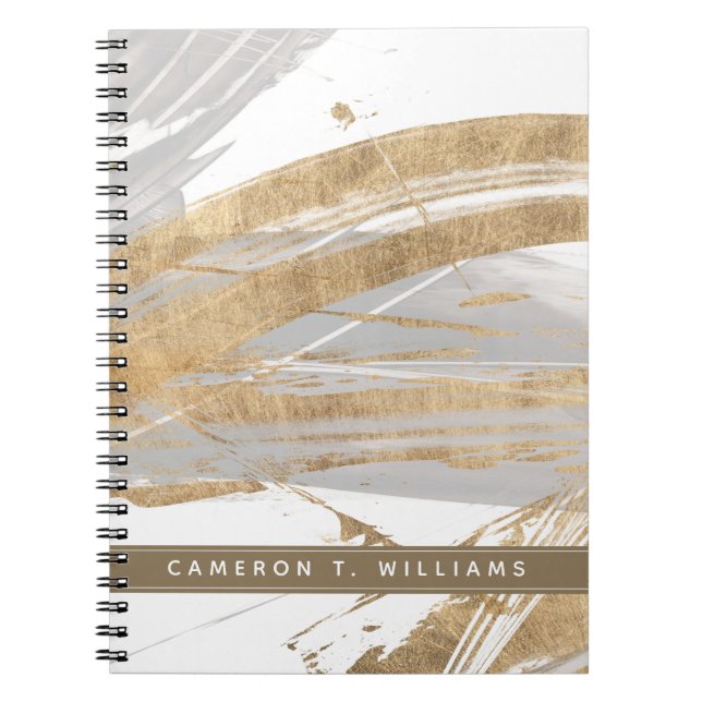 Add Your Name | Gold & Grey Notebook (Front)