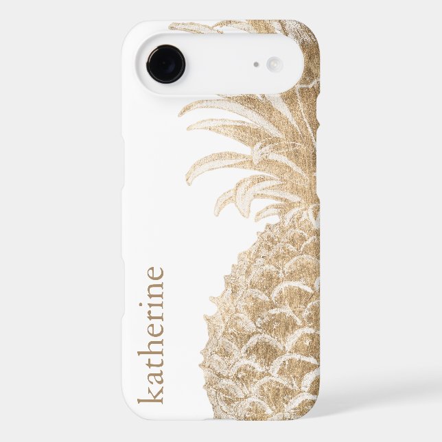 Add Your Name | Gold Tropical Pinneapple Case-Mate iPhone Case (Back)