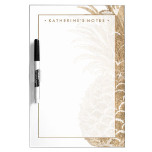 Add Your Name Gold Tropical Pinneapple Dry-Erase Board
